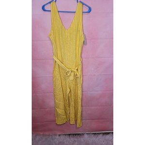 NWT Lungo L’Arno Jumpsuit Linen Blend Striped size Medium, Made In Italy, Belted